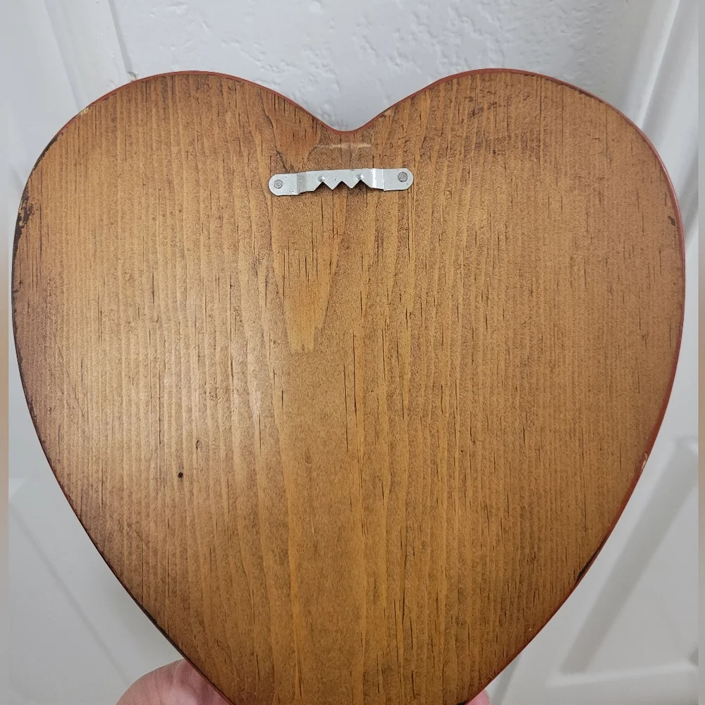 Dutch Folk Art Painted Couple Wooden Heart Plaque